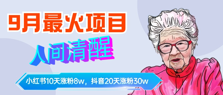 9月最火项目，人间清醒柒奶奶，10天小红薯涨粉8w+，单篇笔记报价1400.-枫叶微课堂
