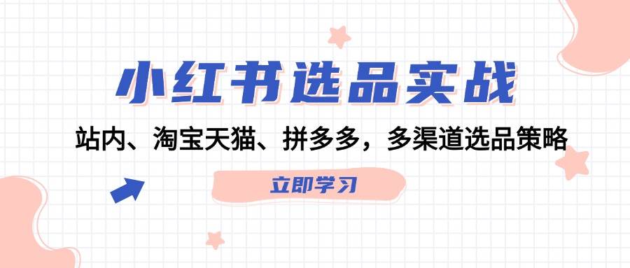 小红书选品实战：站内、淘宝天猫、拼多多，多渠道选品策略-枫叶微课堂