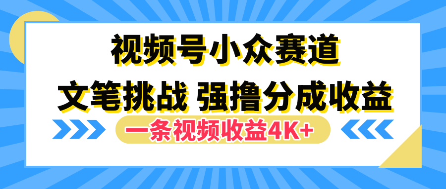 视频号小众赛道，文笔挑战，一条视频收益4K+-枫叶微课堂
