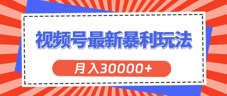 视频号最新暴利玩法，轻松月入30000+-枫叶微课堂