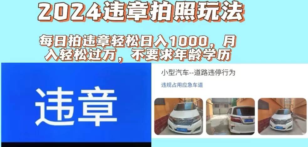 2024违章拍照新玩法，推广躺赚+拍照赚钱双模式，日入1000+-枫叶微课堂