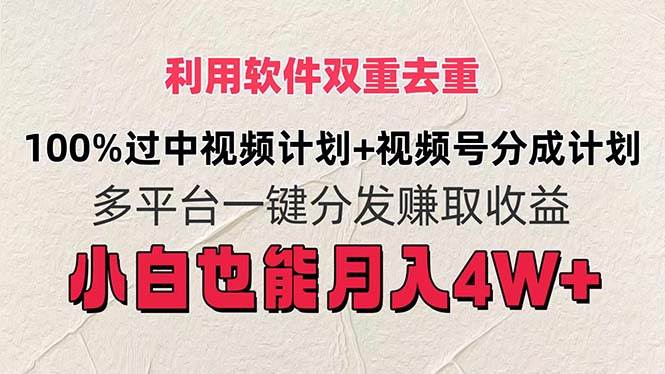 利用软件双重去重，100%过中视频+视频号分成计划小白也可以月入4W+-枫叶微课堂