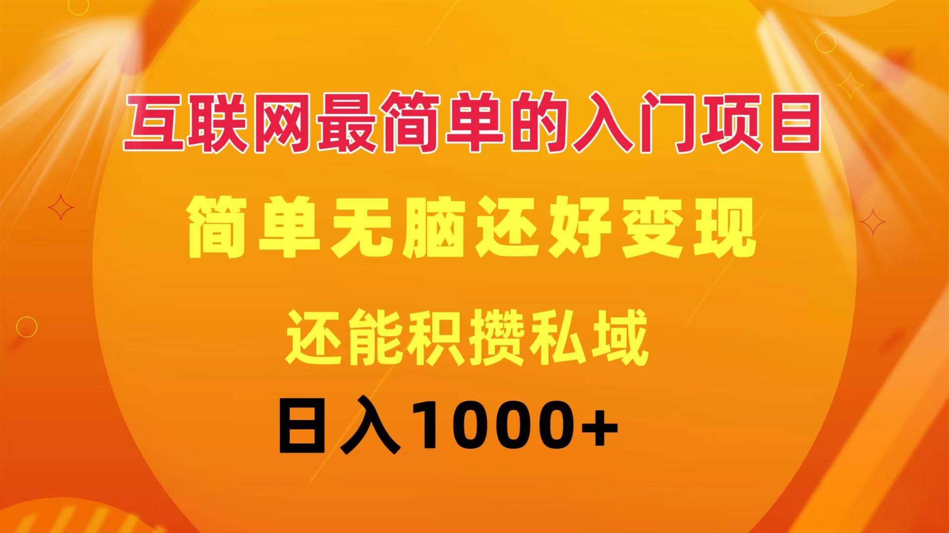 互联网最简单的入门项目：简单无脑变现还能积攒私域一天轻松1000+-枫叶微课堂