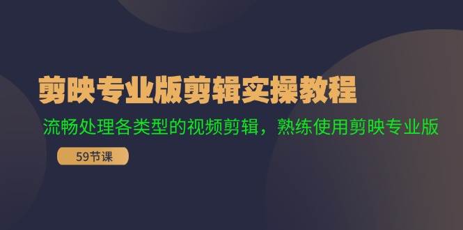 剪映专业版剪辑实操教程：流畅处理各类型的视频剪辑，熟练使用剪映专业版-枫叶微课堂