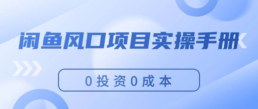 闲鱼风口项目实操手册，0投资0成本，让你做到，月入过万，新手可做-枫叶微课堂