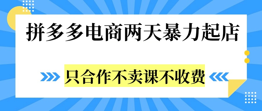 拼多多两天暴力起店，只合作不卖课不收费-枫叶微课堂