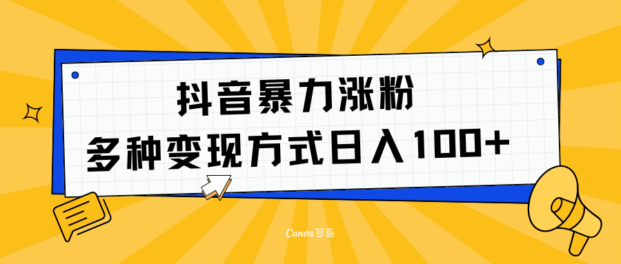 抖音暴力涨粉：多方式变现 日入100+-枫叶微课堂