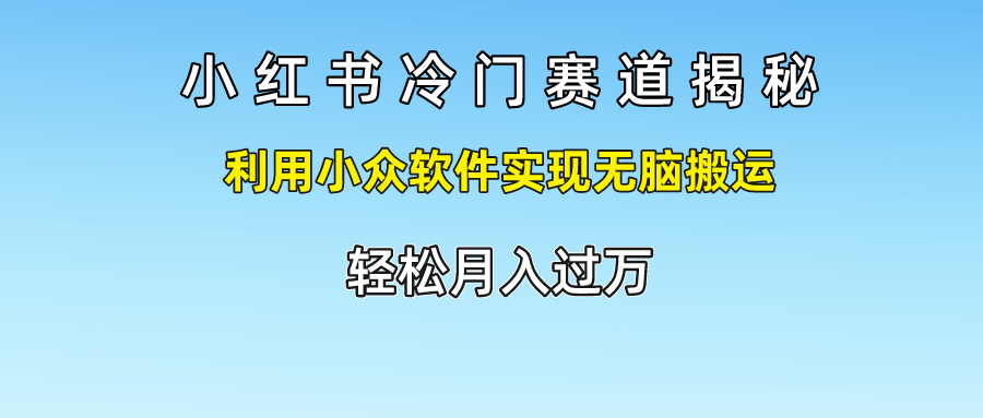 小红书冷门赛道揭秘,轻松月入过万，利用小众软件实现无脑搬运，-枫叶微课堂
