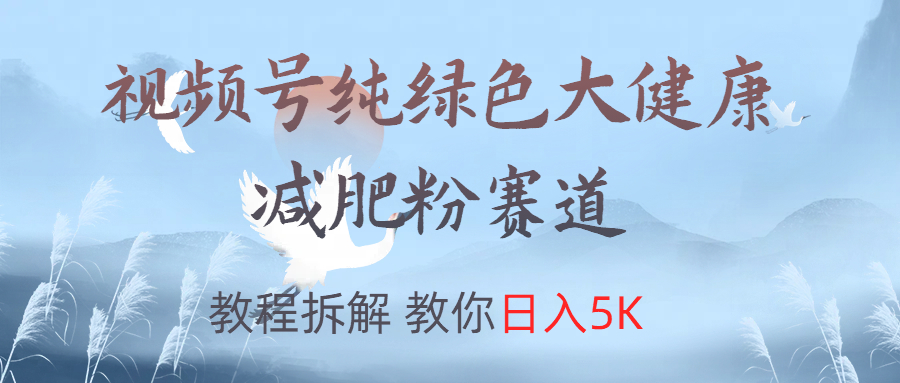 视频号纯绿色大健康粉赛道，教程拆解，教你日入5K-枫叶微课堂