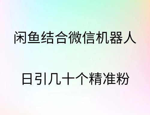 闲鱼结合微信机器人，日引几十个精准粉-枫叶微课堂