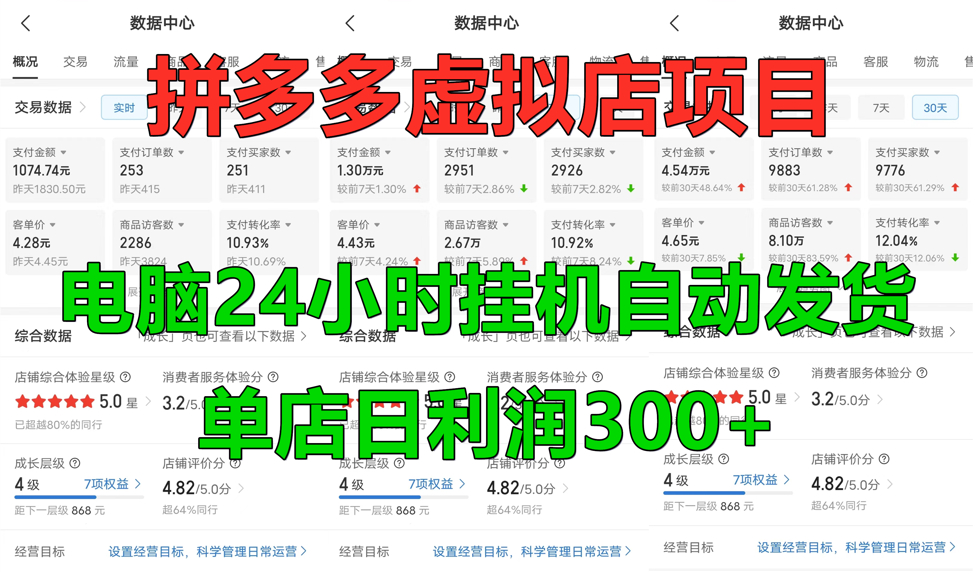 拼多多虚拟店项目，电脑挂机自动发货，单店日利润300+，可放大操作-枫叶微课堂