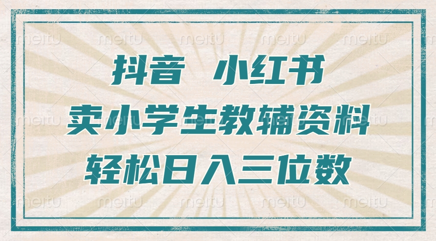 抖音小红书卖小学生教辅资料，一个月利润1W+，操作简单，小白也能轻松日入3位数-枫叶微课堂