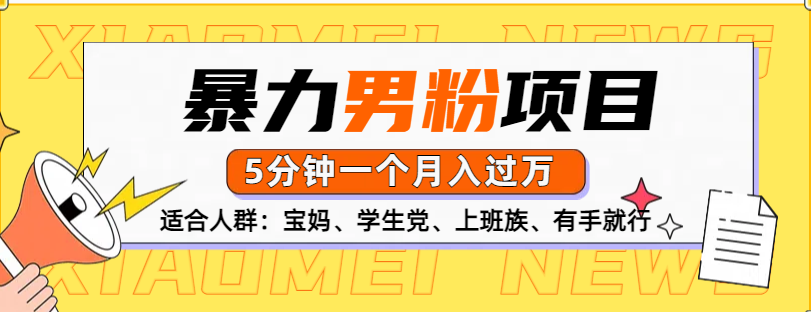 男粉项目，5分钟一个，无脑月入五位数-枫叶微课堂