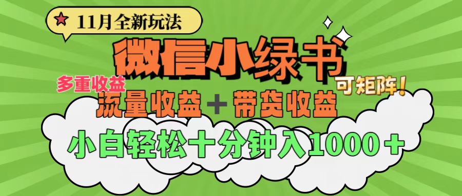 11月小绿书全新玩法，公众号流量主+小绿书带货双重变现，小白十分钟无脑日入1000+-枫叶微课堂