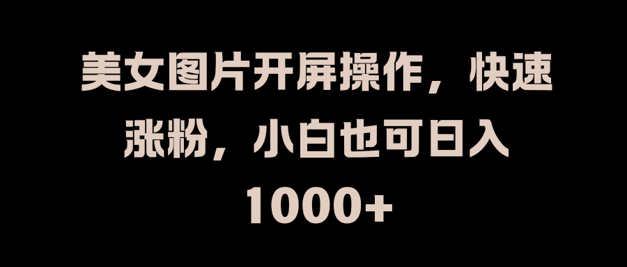 美女图片开屏操作，快速涨粉，小白也可日入1000+-枫叶微课堂