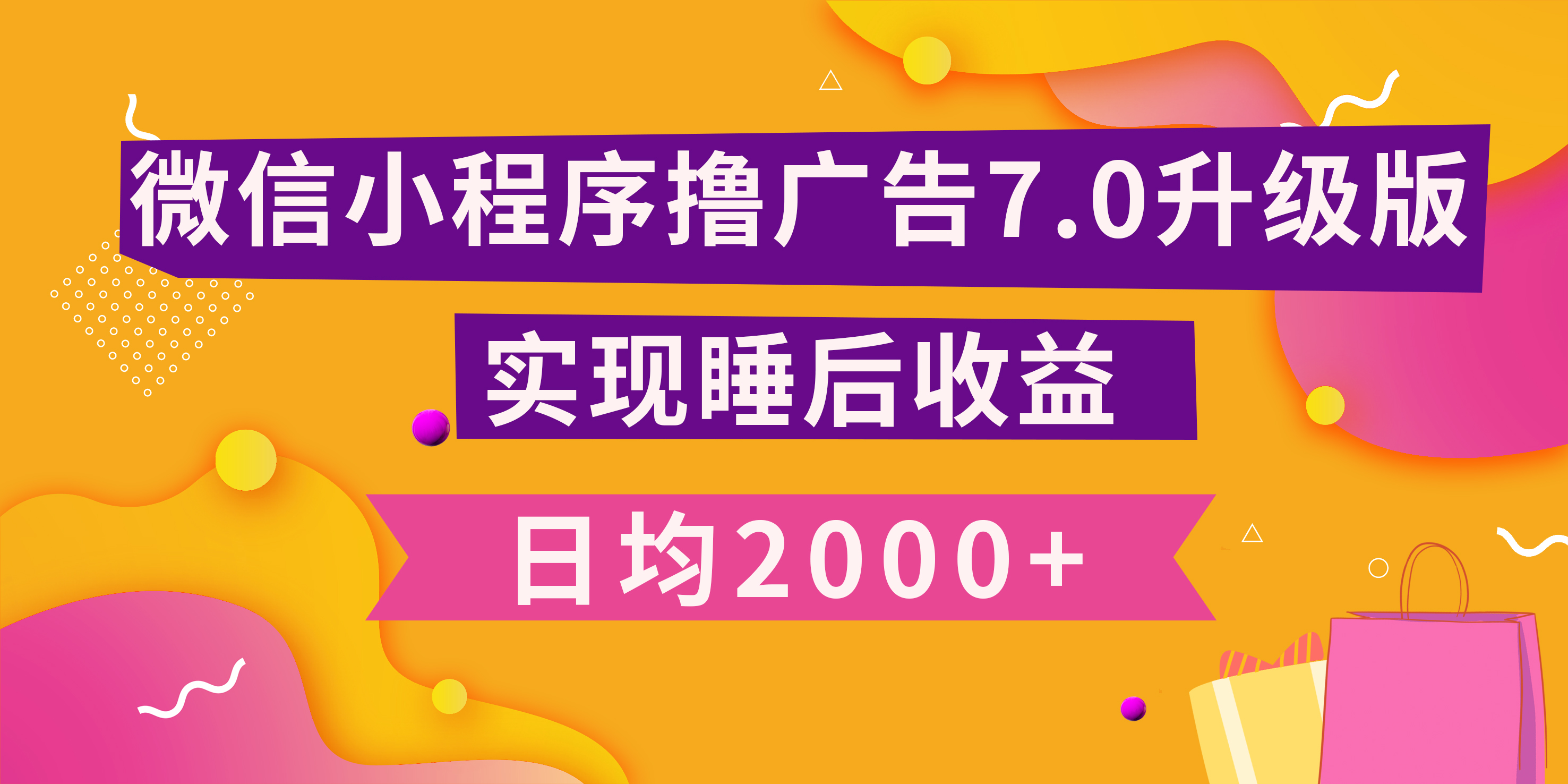 小程序撸广告最新7.0玩法，日均2000+ 全新升级玩法-小白可做-枫叶微课堂