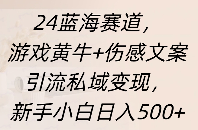 24蓝海赛道，游戏黄牛+伤感文案引流私域变现，新手日入500+-枫叶微课堂