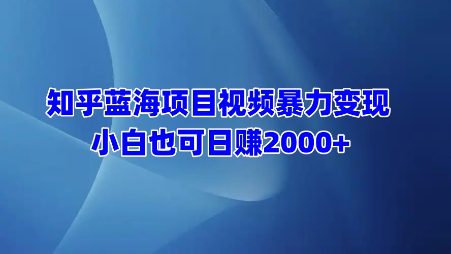 知乎蓝海项目视频暴力变现  小白也可日赚2000+-枫叶微课堂
