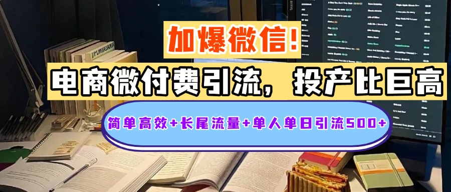电商微付费引流，投产比巨高，简单高效+长尾流量+粉丝质量高，单人单日引流500+创业粉-枫叶微课堂