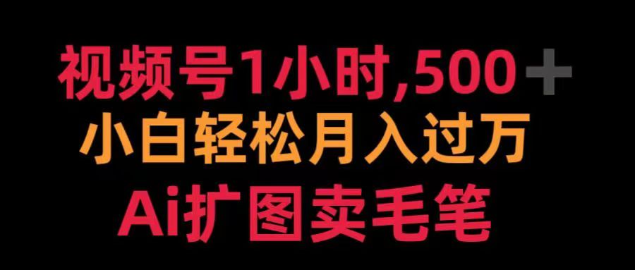 视频号每天1小时，收入500＋，Ai扩图卖毛笔-枫叶微课堂