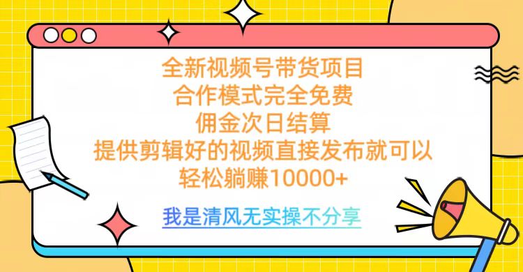 全网最新视频号带货，完全免费合作，佣金次日结算，轻松躺赚10000+-枫叶微课堂