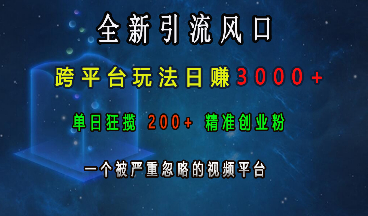 全新引流风口，跨平台玩法日赚3000+，单日狂揽200+精准创业粉，一个被严重忽略的视频平台-枫叶微课堂