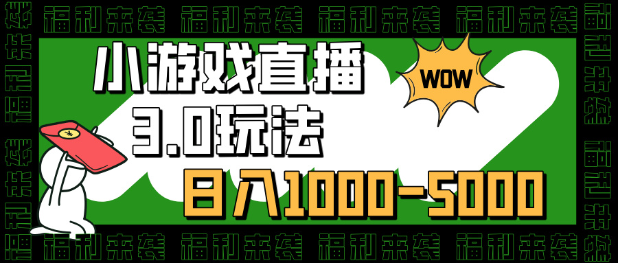 小游戏直播3.0玩法，日入1000-5000，30分钟学会-枫叶微课堂