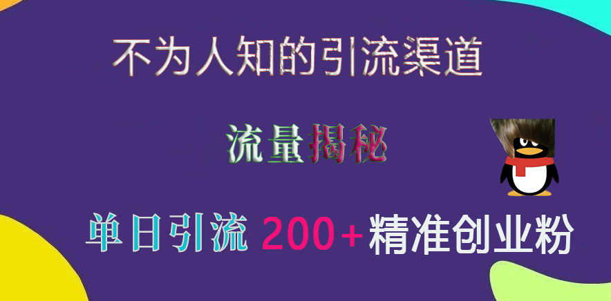 不为人知的引流渠道，流量揭秘，实测单日引流200+精准创业粉-枫叶微课堂