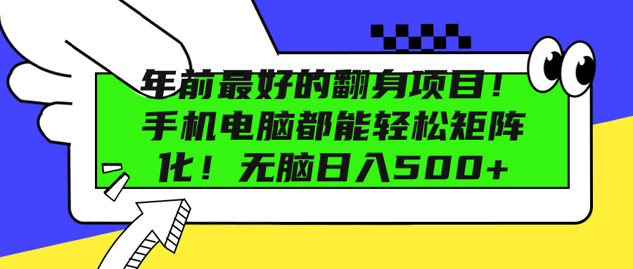 年前最好的翻身项目！手机电脑都能轻松矩阵化！无脑日入500+-枫叶微课堂