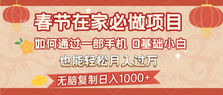 春节在家如何通过一部手机，无脑复制日入1000+，0基础小白也能轻松月入过万-枫叶微课堂