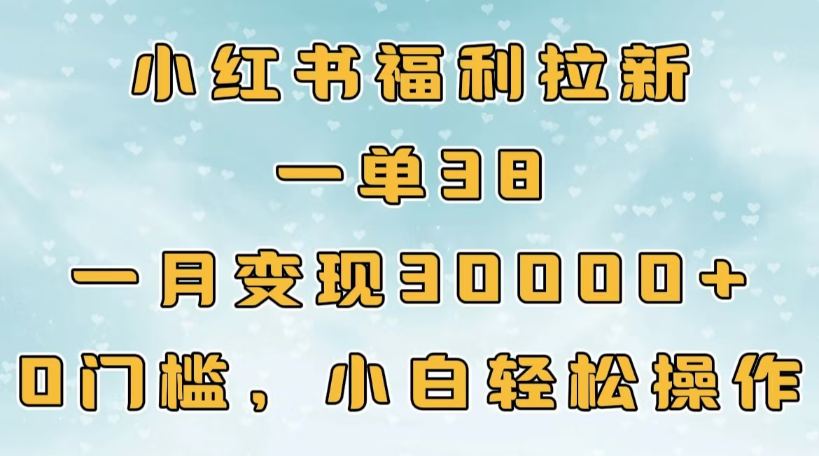 小红书福利拉新，一单38，一月30000＋轻轻松松，0门槛小白轻松操作-枫叶微课堂