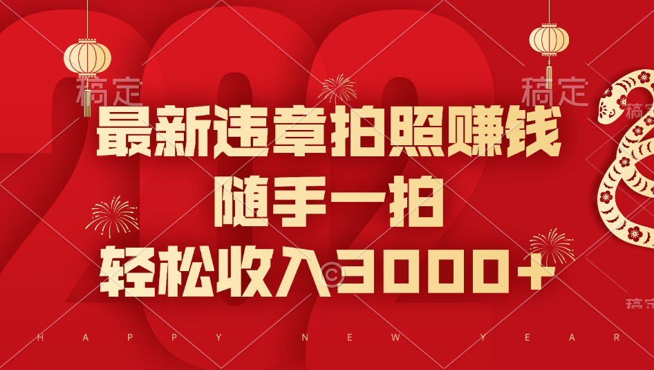 最新违章拍照赚钱，随手一拍，轻松收入3000+-枫叶微课堂