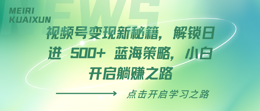 视频号变现新秘籍，解锁日进 500+ 蓝海策略，小白开启躺赚之路-枫叶微课堂