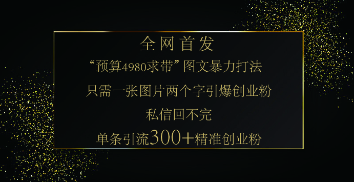 小红书，“预算 4980 带我飞” 的神奇图片引流法，堪称涨粉核武器！只需一张图，就能单条笔记凭借此方法，轻松引流 300 + 精准创业粉！-枫叶微课堂