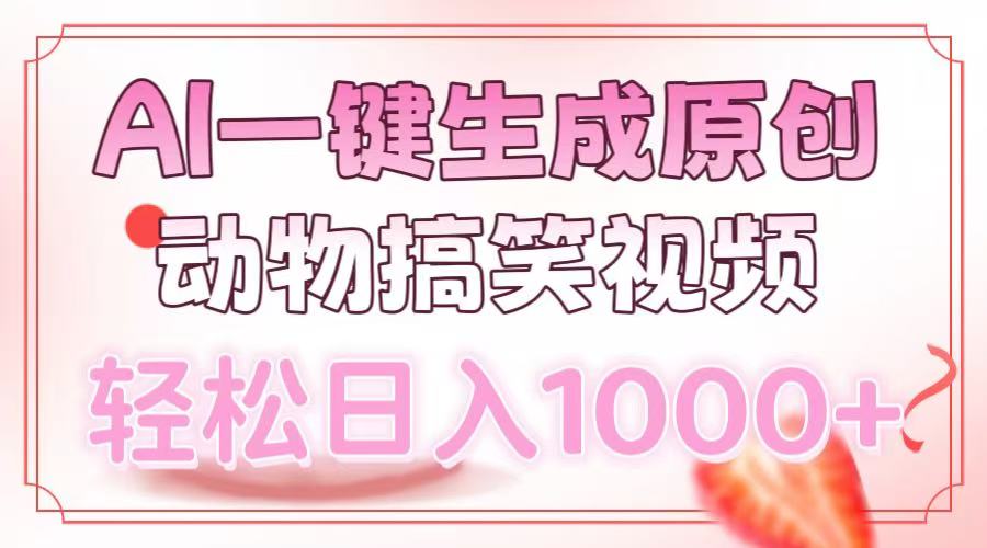 AI一键生成原创动物搞笑视频，轻松日入1000+-枫叶微课堂