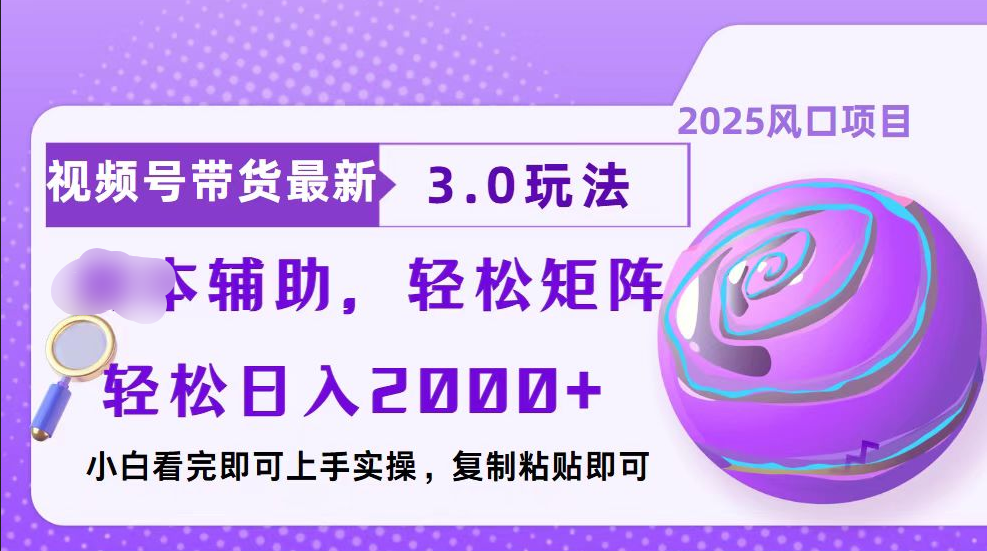 视频号带货最新3.0玩法，作品制作简单，当天起号，复制粘贴，脚本辅助，轻松矩阵日入2000+-枫叶微课堂