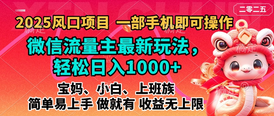 2025蓝海风口项目，微信流量主最新玩法，轻松日入1000+，简单易上手，做就有 收益无上限-枫叶微课堂
