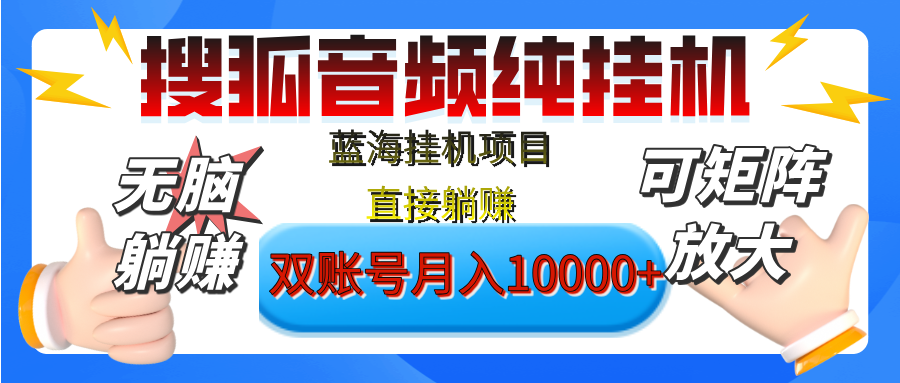 [躺赚的项目]【搜狐音频挂机】独家脚本技术，项目红利期，可矩阵可放大，稳定月入8000+,纯挂机躺赚-枫叶微课堂