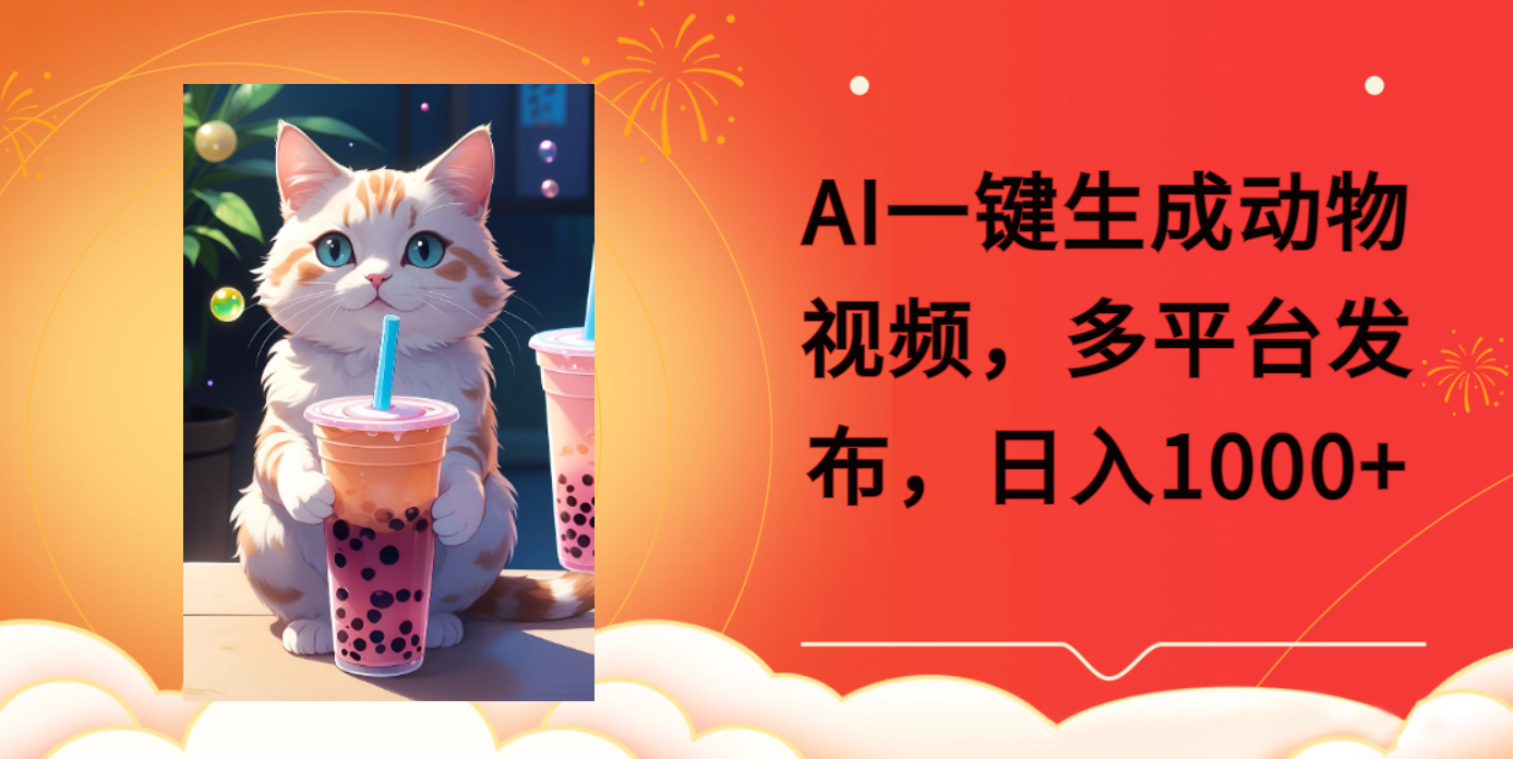 AI一键生成动物搞笑视频，多平台发布，轻松破千万播放，日入2000+-枫叶微课堂