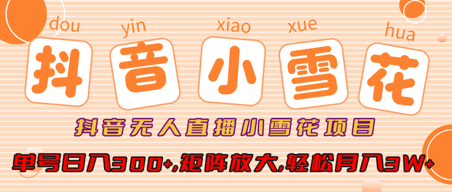 小雪花项目，抖音无人直播，单号日入300+,矩阵放大,轻松月入3W+-枫叶微课堂