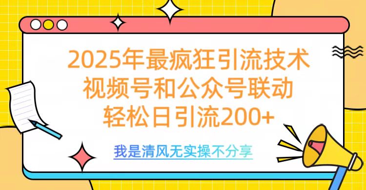 2025年最疯狂引流技术，视频号和公众号联动，轻松日引流200+-枫叶微课堂