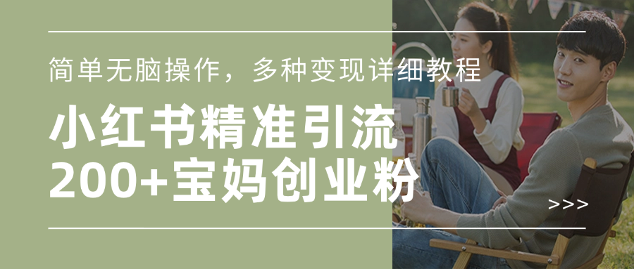 小红书精准日引200+宝妈创业粉，简单无脑操作，多种变现详细教程-枫叶微课堂