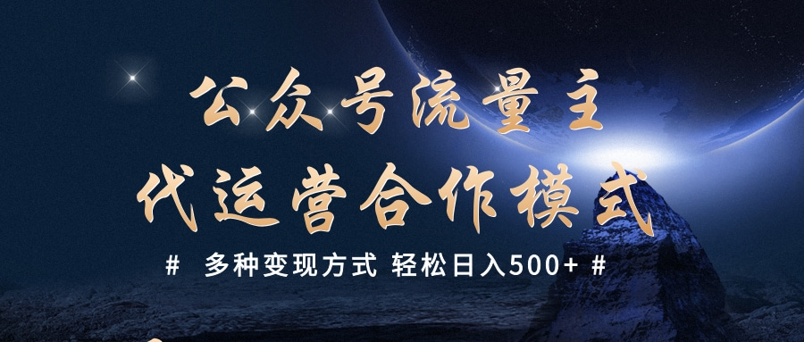公众号流量主代运营  多种变现方式 轻松日入500+-枫叶微课堂