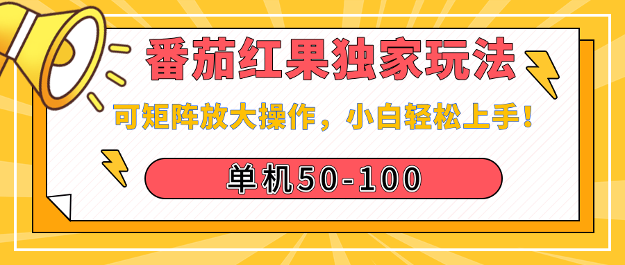番茄红果独家玩法，单机50-100，可矩阵放大操作，小白轻松上手！-枫叶微课堂