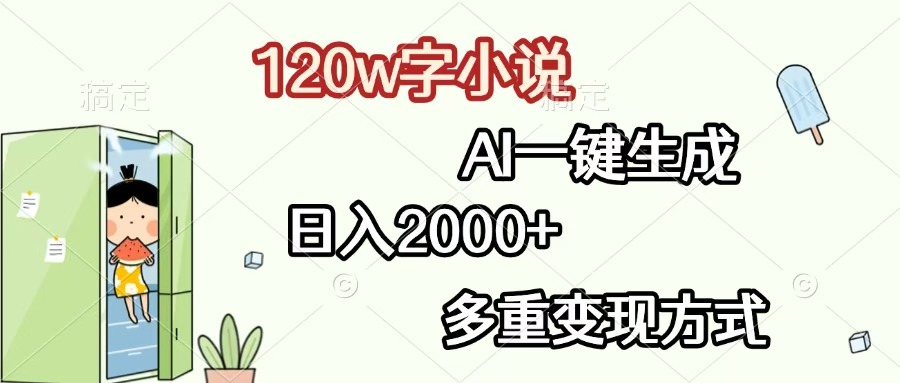 120w字小说，AI一键生成，日入2000+，多重变现方式-枫叶微课堂