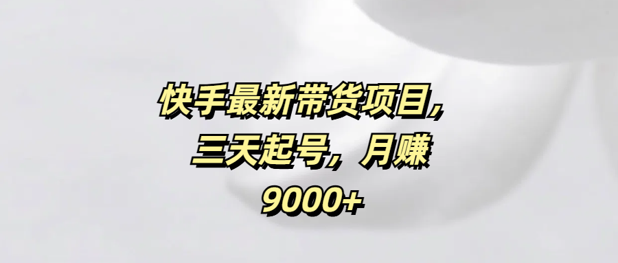 快手最新带货项目，三天起号，月赚9000+-枫叶微课堂