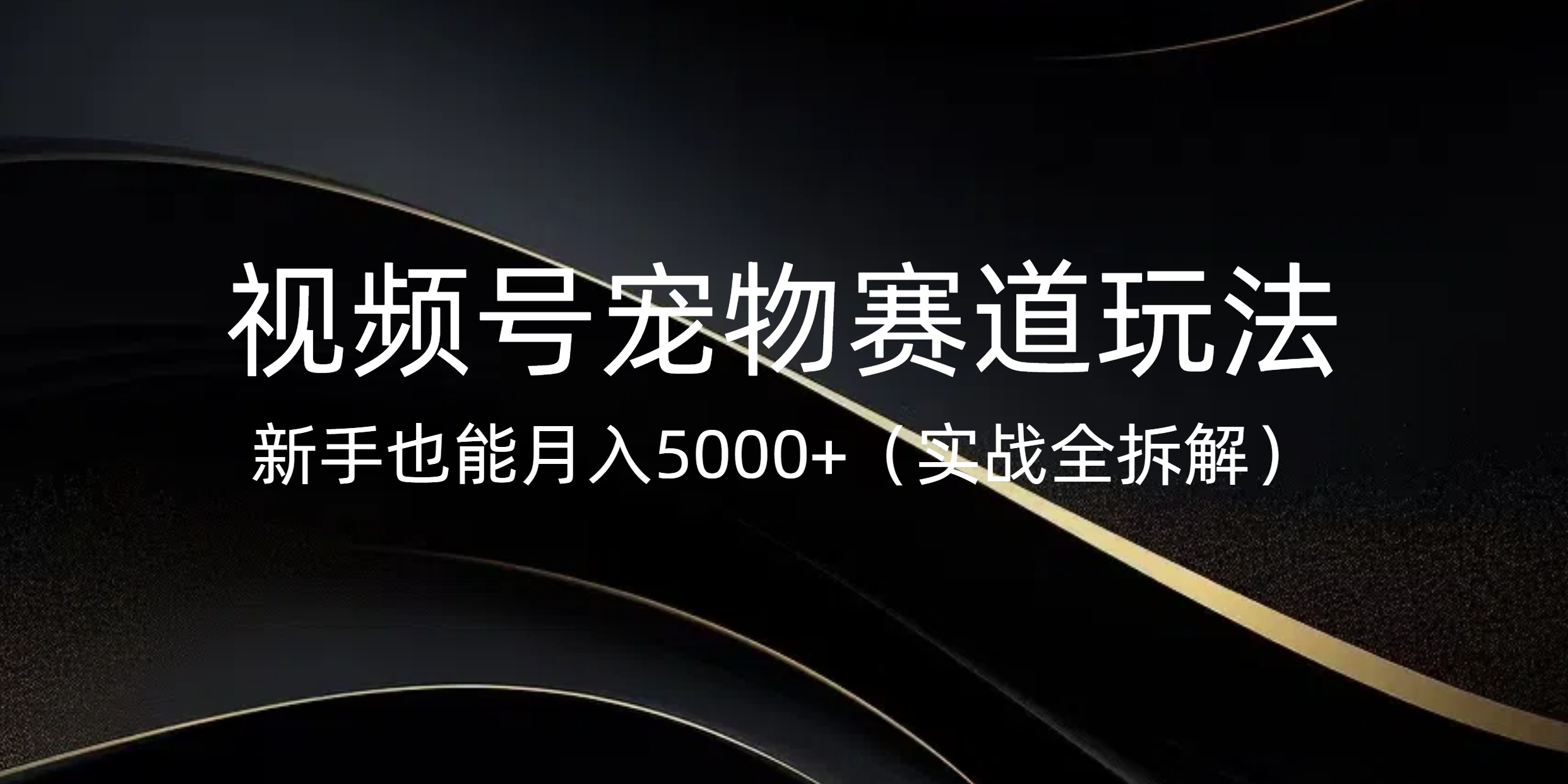 视频号宠物赛道玩法，新手也能月入5000+（实战全拆解）-枫叶微课堂