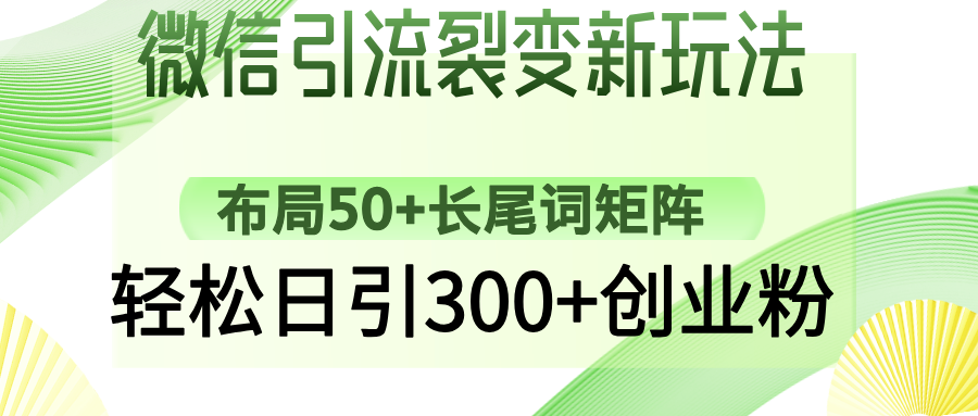 微信引流裂变新玩法：布局50+长尾词矩阵，轻松日引300+创业粉-枫叶微课堂