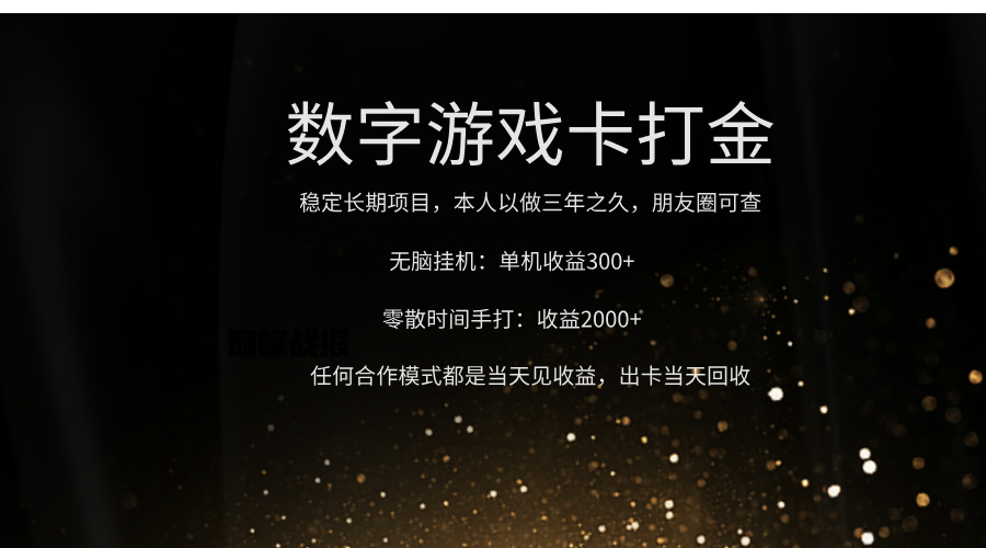 正规游戏卡打金，单机无脑挂收益300+，手打收益无上限！！！-枫叶微课堂