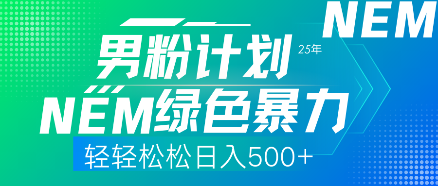 25年新男粉计划绿色暴力项目轻轻松松日收500+-枫叶微课堂
